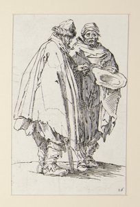 Blind man och hans följeslagare, från The Beggars (L av Jacques Callot
