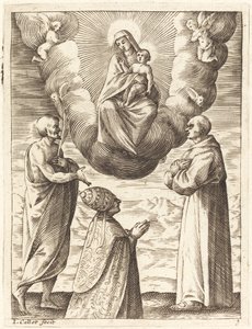 Bonifatius VIII med de heliga Franciskus och Crispin som tillber jungfrun och barnet av Jacques Callot
