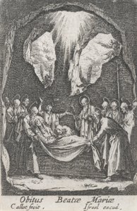 Jungfruns begravning, nr. 12 från The Life of the Virgin av Jacques Callot