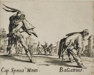 Capitan Spessa Monti - Begattino, tallrik 10 från Balli di Sfessania av Jacques Callot