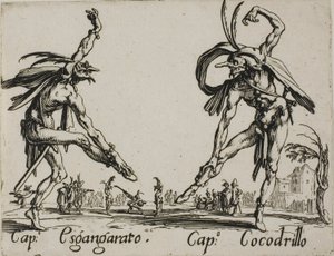 Kapten Esgangarato - Kapten Cocodrillo, plansch 14 från Balli di Sfessania av Jacques Callot