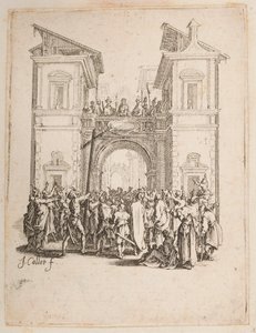 Kristus presenterad för folket, nr. 9 av 11 från La Petite Passion av Jacques Callot