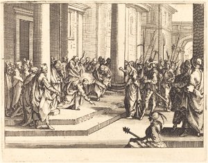 Kristus och kvinnan tagen i äktenskapsbrott, 1635. av Jacques Callot