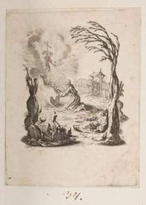 Kristus i Olivträdgården, nr. 3 av 11 från La Petite Passion av Jacques Callot