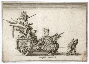 Strid i barriären. Gravyr En stridsvagn. Meaume 490-503 ... (gravyr) av Jacques Callot