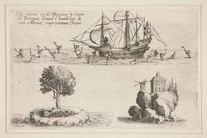 Bekämpa? la Barrière, Detta inlägg är från Comte de Brionnes storkammare av Hans Höghet, som representerar Jason av Jacques Callot