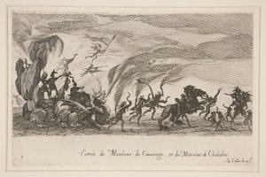 Bekämpa? Barri?re, ingången till Monsieur de Couvonge och Monsieur de Chalabre av Jacques Callot