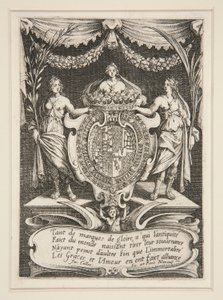Bekämpa? la Barri?re, Frontispice, The Arms of Lorraine-Chevreuse av Jacques Callot