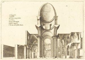 Tvärsnitt av en kyrka av Jacques Callot