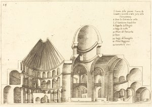 Tvärsnitt av Heliga gravens kyrka av Jacques Callot