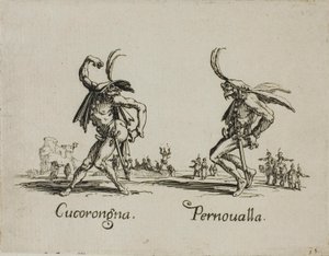 Cucorongna - Pernovalla, plansch 2 från Balli di Sfessania av Jacques Callot
