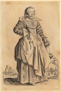 Dam med spetskrage, blad 8 ur serien ”Adeln” av Jacques Callot