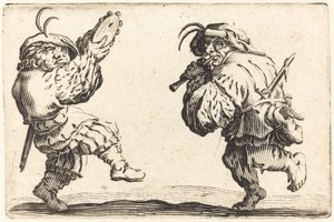 Dansare med flöjt och tamburin, ca. 1622. av Jacques Callot