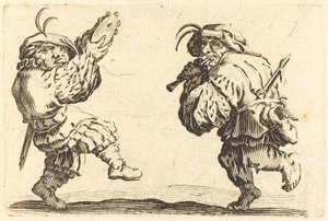 Dansare med flöjt och tamburin, ca. 1622. av Jacques Callot