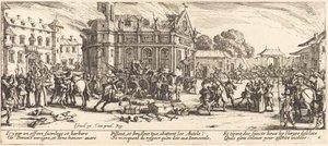 Förstörelse av ett kloster, c. 1633. av Jacques Callot
