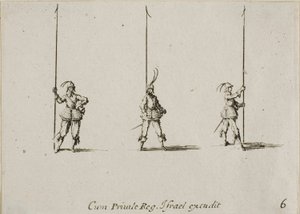 Borra med Raised Pike, tallrik sex från The Military Exercises av Jacques Callot
