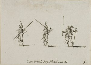 Borra med Tilted Pikes, tallrik fem från The Military Exercises av Jacques Callot