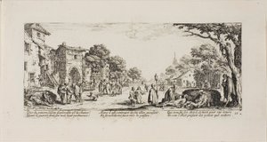 Dying Soldiers by the Roadside, skylt sexton från The Miseries of War av Jacques Callot