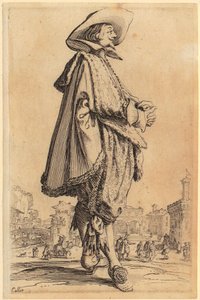 Adelsman med hatt, händerna knäppta, blad 11 i serien ”Adeln” av Jacques Callot