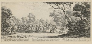 Upptäckten av brottslingarna, blad 9 i serien ”Krigets fasor” av Jacques Callot