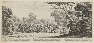 Upptäckten av brottslingarna, blad 9 i serien ”Krigets fasor” av Jacques Callot