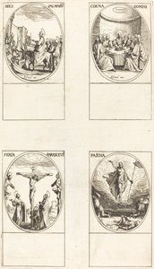 Inträde i Jerusalem; Sista måltiden; Korsfästelse; Uppståndelse av Jacques Callot