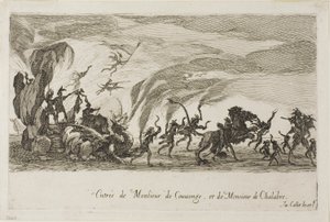 Inträde av M. de Couvonage och M. de Chalabre, från The Combat at the Barrier av Jacques Callot