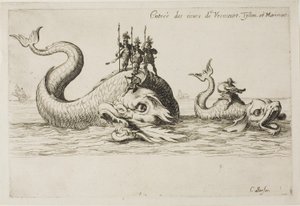 Inträde av Mm. de Vroncourt, Tyllon och Marimont, från The Combat at the Barrier av Jacques Callot