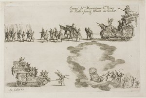 Inträde av monseigneur prinsen av Phalsbourg, försvarare i striden, från Striden vid barriären av Jacques Callot