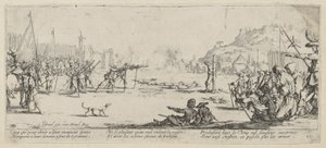 Arkebusering, blad 12 ur serien "Krigens fasor" av Jacques Callot