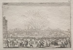Fyrverkerier på Arno av Jacques Callot