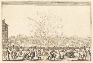 Fyrverkerier på Arno, Florens av Jacques Callot