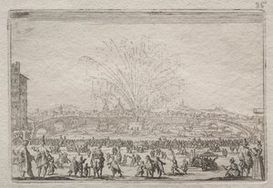 Fyrverkerier på Arno, ca. 1622. av Jacques Callot