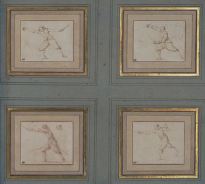 Fyra studier av en fäktare, 1766-69 av Jacques Callot