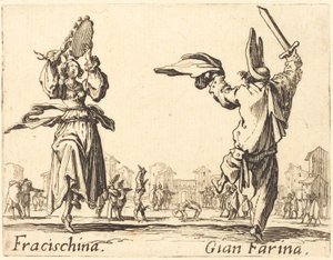 Fracischina och Gian Farina, ca. 1622. av Jacques Callot