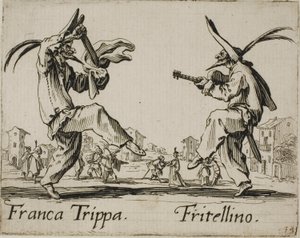Franca Trippa - Fritellino, tallrik 23 från Balli di Sfessania av Jacques Callot