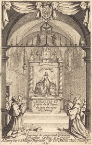 Frontispice för Miracles and Graces of Our Lady of "Bon-Secours-les-Nancy" av Jacques Callot