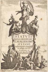 Frontispice för stadgarna för Orden av St. Stefans riddare. av Jacques Callot