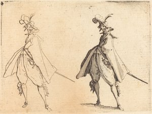 Gentleman i stor mantel, framifrån, ca. 1617. av Jacques Callot