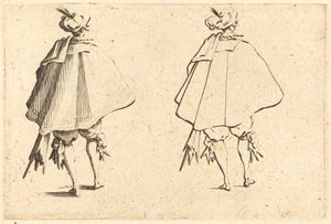 Gentleman in Large Mantle, sedd bakifrån av Jacques Callot