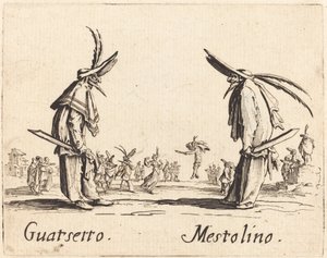 Guatsetto och Mestolino, ca. 1622. av Jacques Callot