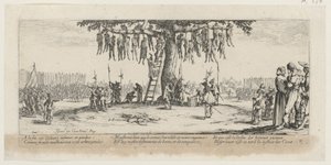 Upphängning, blad 11 i serien ”Krigets gråzoner” av Jacques Callot