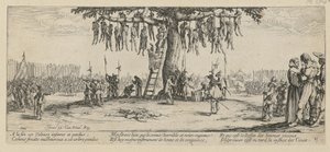 Upphängning, blad 11 i serien ”Krigets fasor” av Jacques Callot