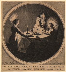 Heliga familjen vid bordet av Jacques Callot