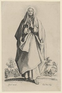 Jungfru Maria, blad 3 ur serien "Jesus, de tolv apostlarna och Maria" av Jacques Callot