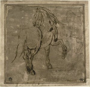 Häst, sedd tre fjärdedelar bakifrån av Jacques Callot