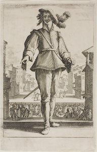 Jaktfåglar, från olika scener designade i Florens av Jacques Callot