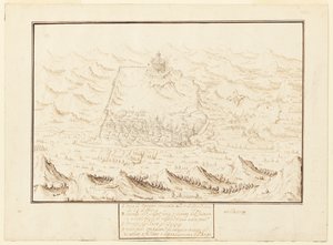 Isometrisk vy av Torra de Ottaggio av Jacques Callot