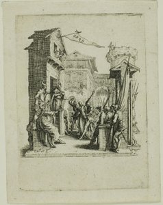 Jesus Before Caiaphas, från The Small Passion av Jacques Callot