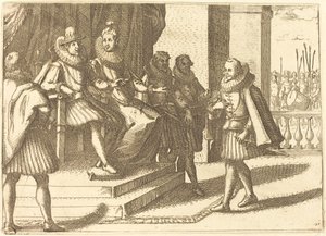 Kung och drottning i samråd om turkarna av Jacques Callot